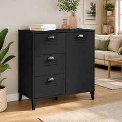 Black Sideboard with Industrial Flair