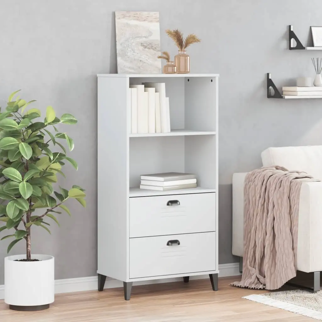 Bookcase White 60x35x123 cm Industrial Design Storage Shelf Engineered Wood