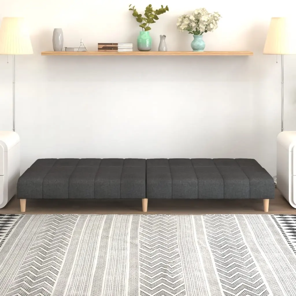 Sofa Bed Grey Fabric 2-Seater Convertible Day Bed