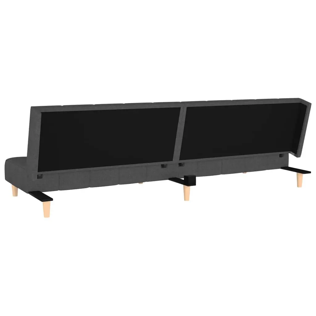 Sofa Bed Grey Fabric 2-Seater Convertible Day Bed