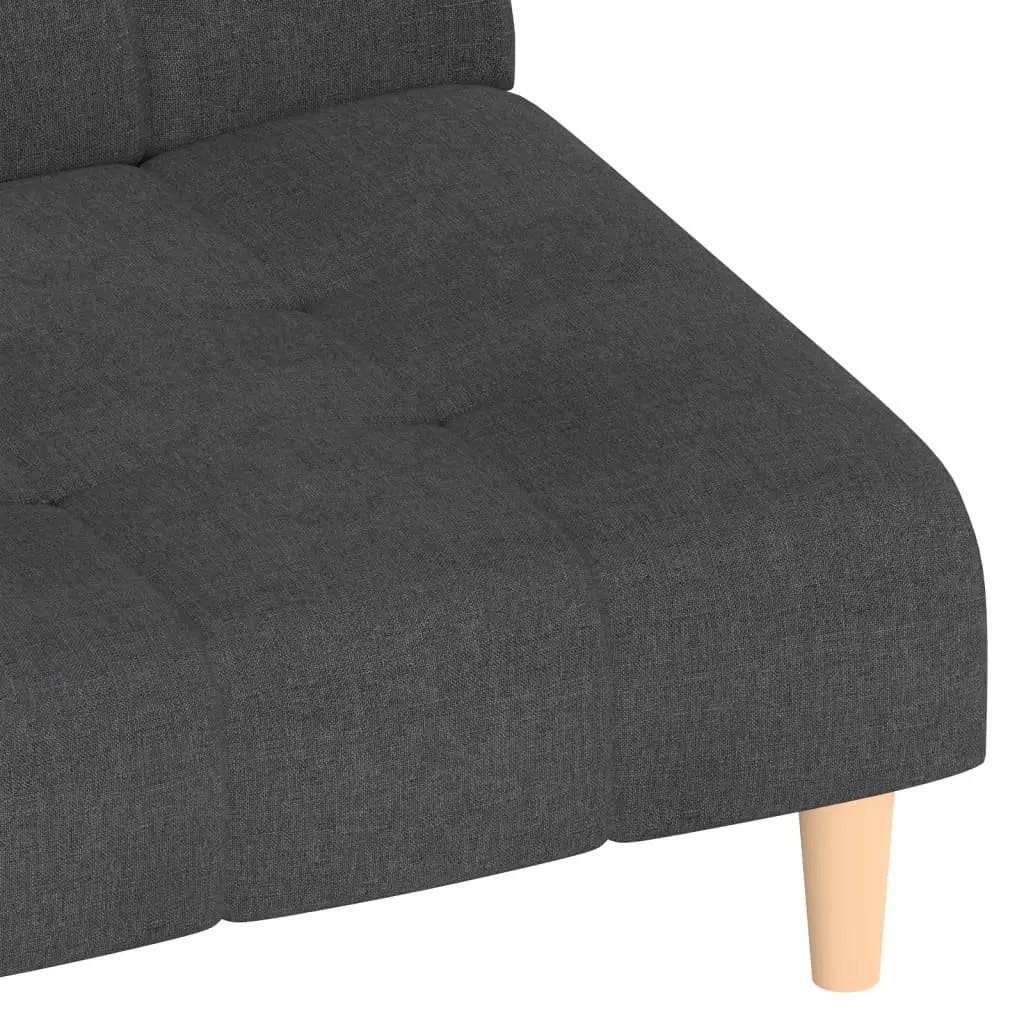Sofa Bed Grey Fabric 2-Seater Convertible Day Bed