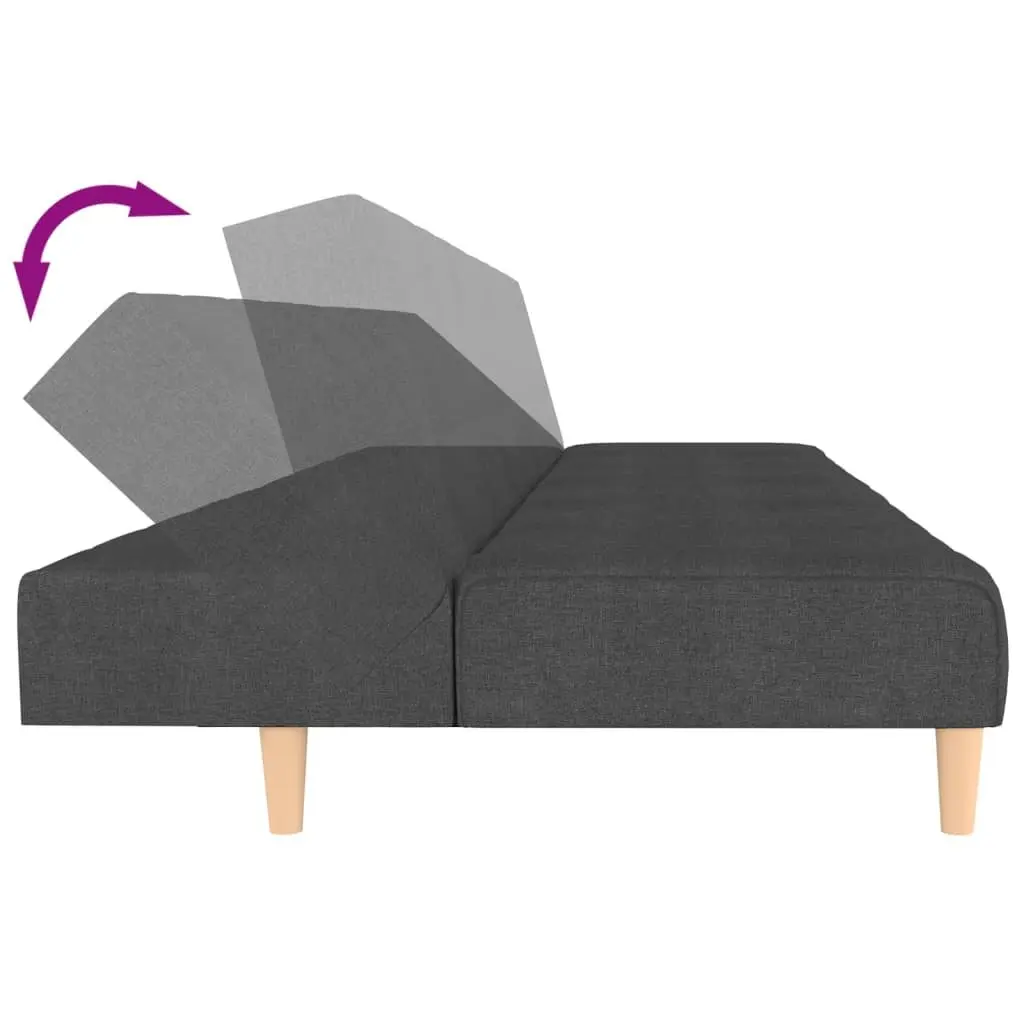 Sofa Bed Grey Fabric 2-Seater Convertible Day Bed