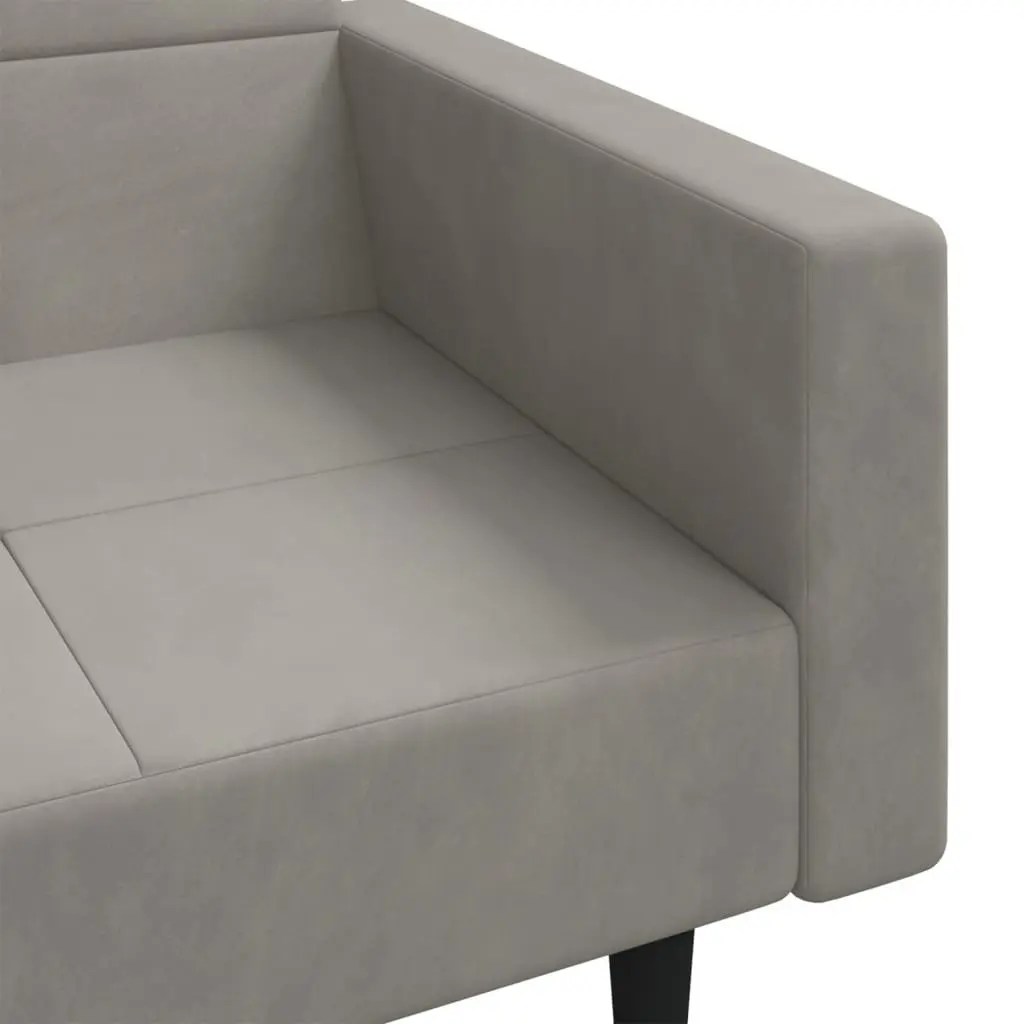 2-Seater Sofa Bed Grey Velvet Convertible with Adjustable Backrests
