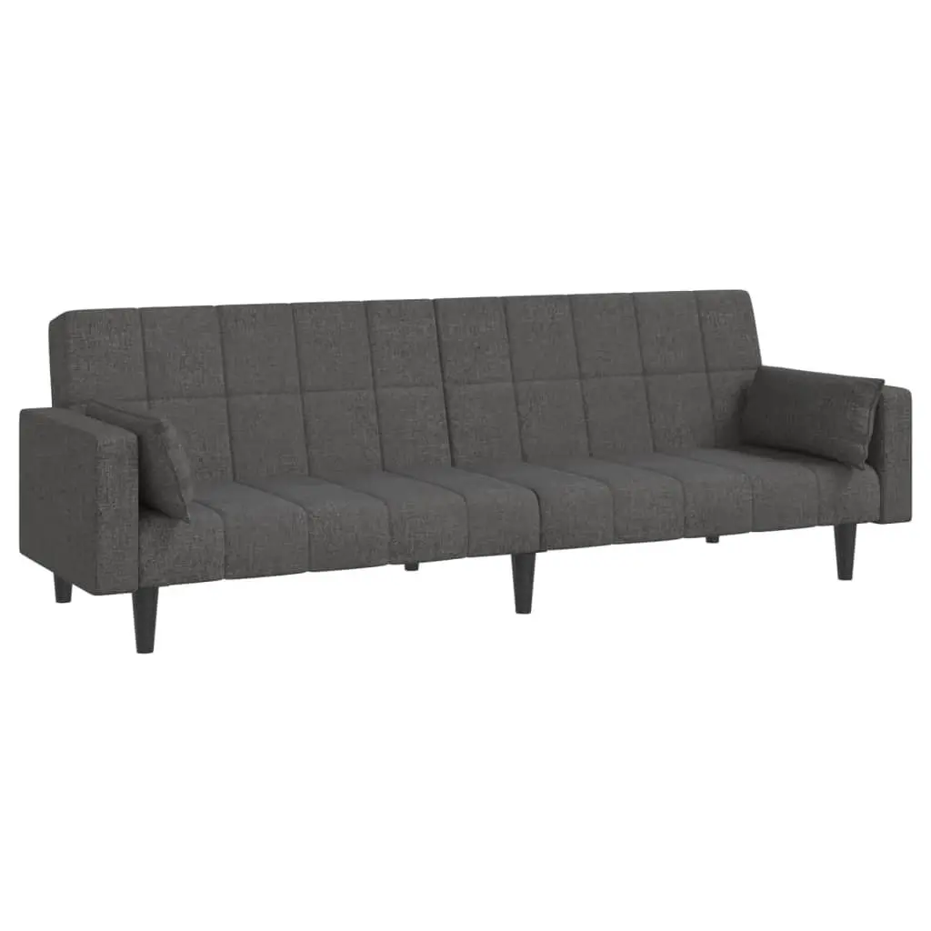 Grey Fabric 2-Seater Sofa Bed Convertible Sleeper Daybed with Pillows