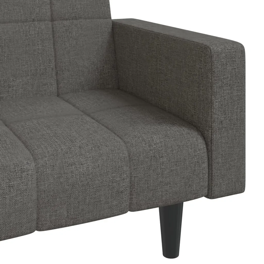 Grey Fabric 2-Seater Sofa Bed Convertible Sleeper Daybed with Pillows
