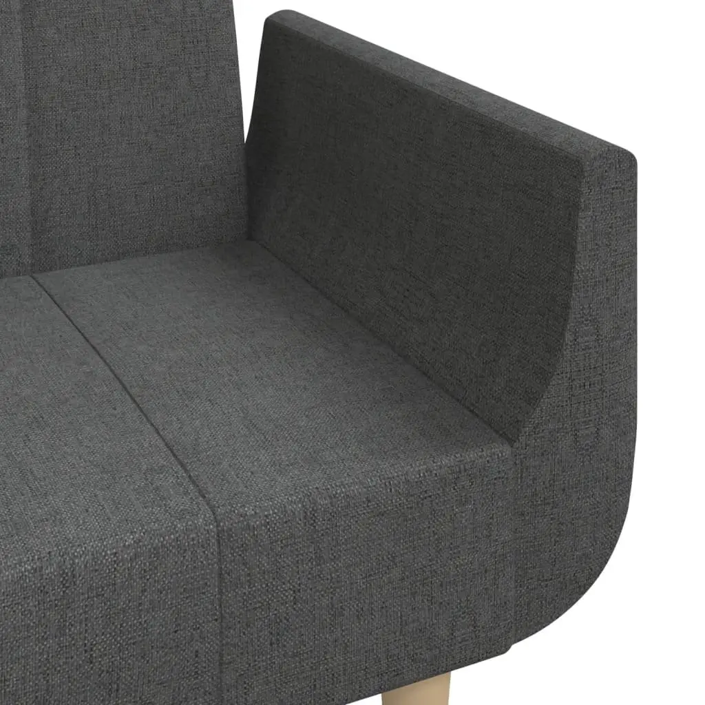Convertible Sofa Bed Dark Grey 2-Seater Fabric with Pillows