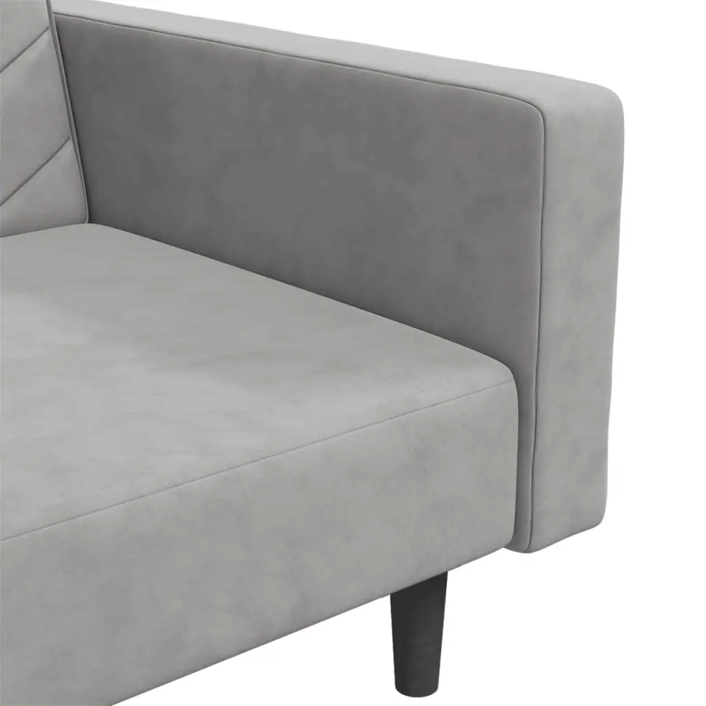 Sofa Bed Grey Velvet 2 Seater Convertible Day Bed Furniture