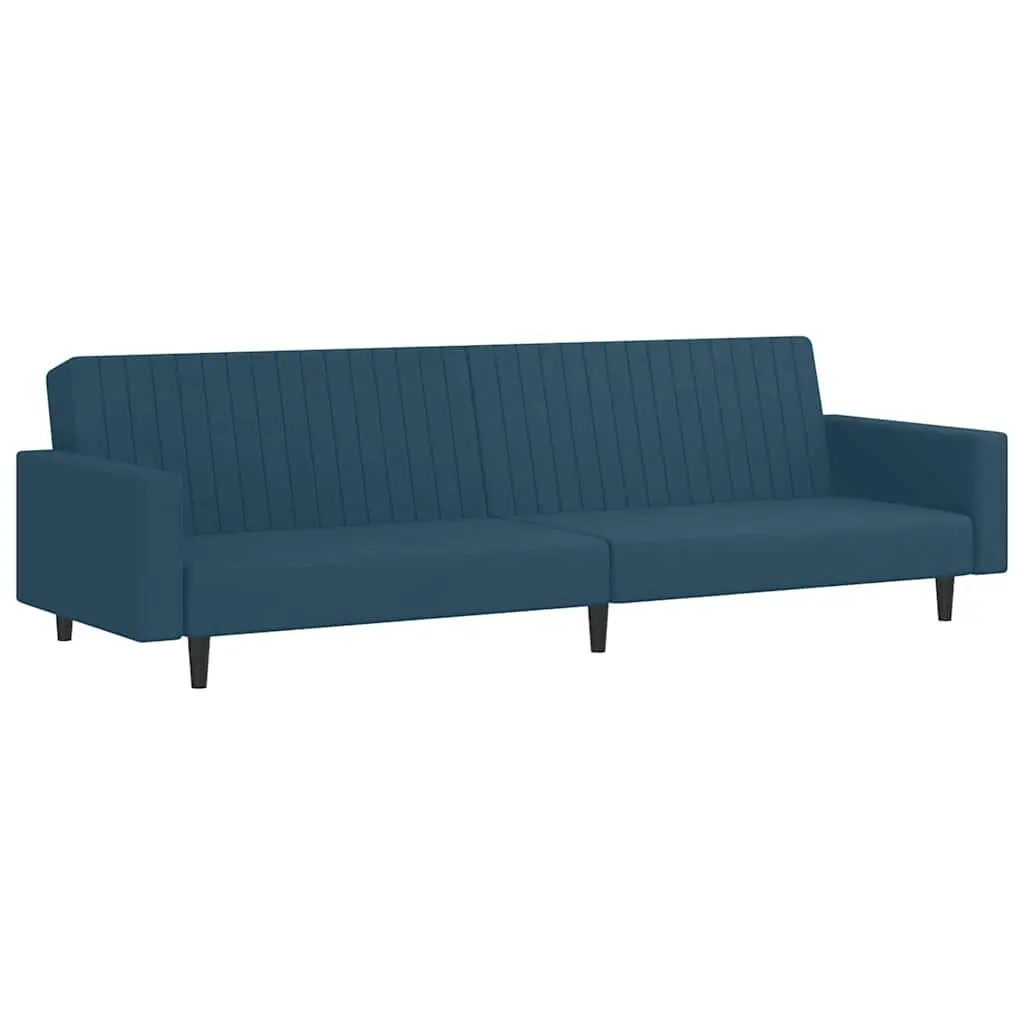 Sofa Bed Blue Velvet 2-Seater Convertible Sleeper Couch Day Bed