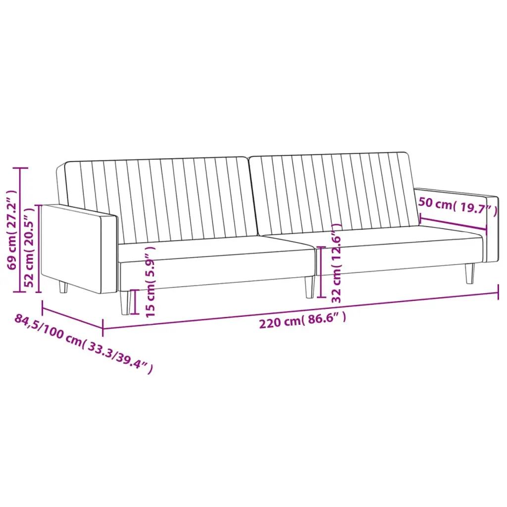 2-Seater Sofa Bed Black Faux Leather Convertible Day Bed Guest Furniture Sleeper