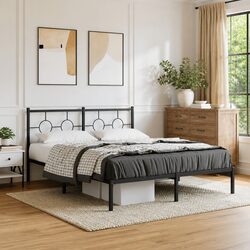 Black Metal Bed Frame 150x200 cm
