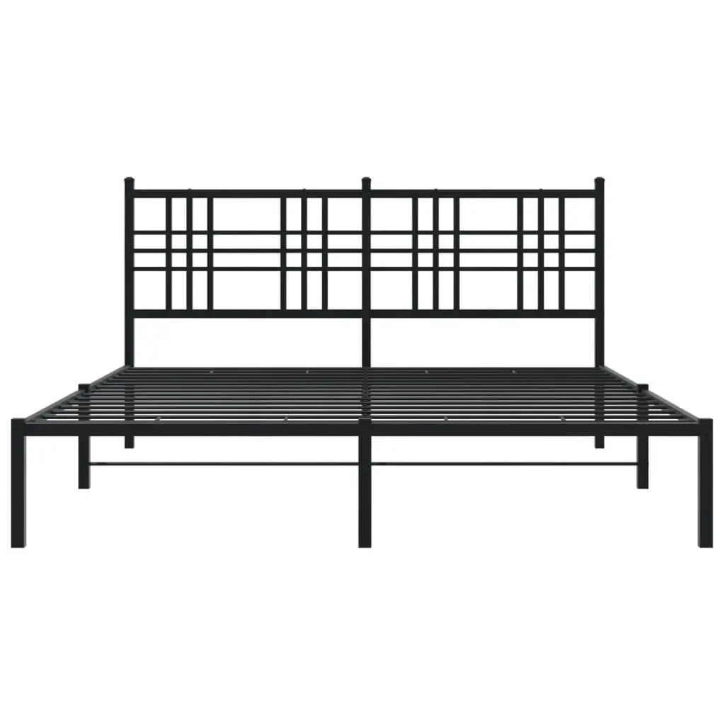 Metal Bed Frame Black 150x200 cm Steel Slats Centre Support