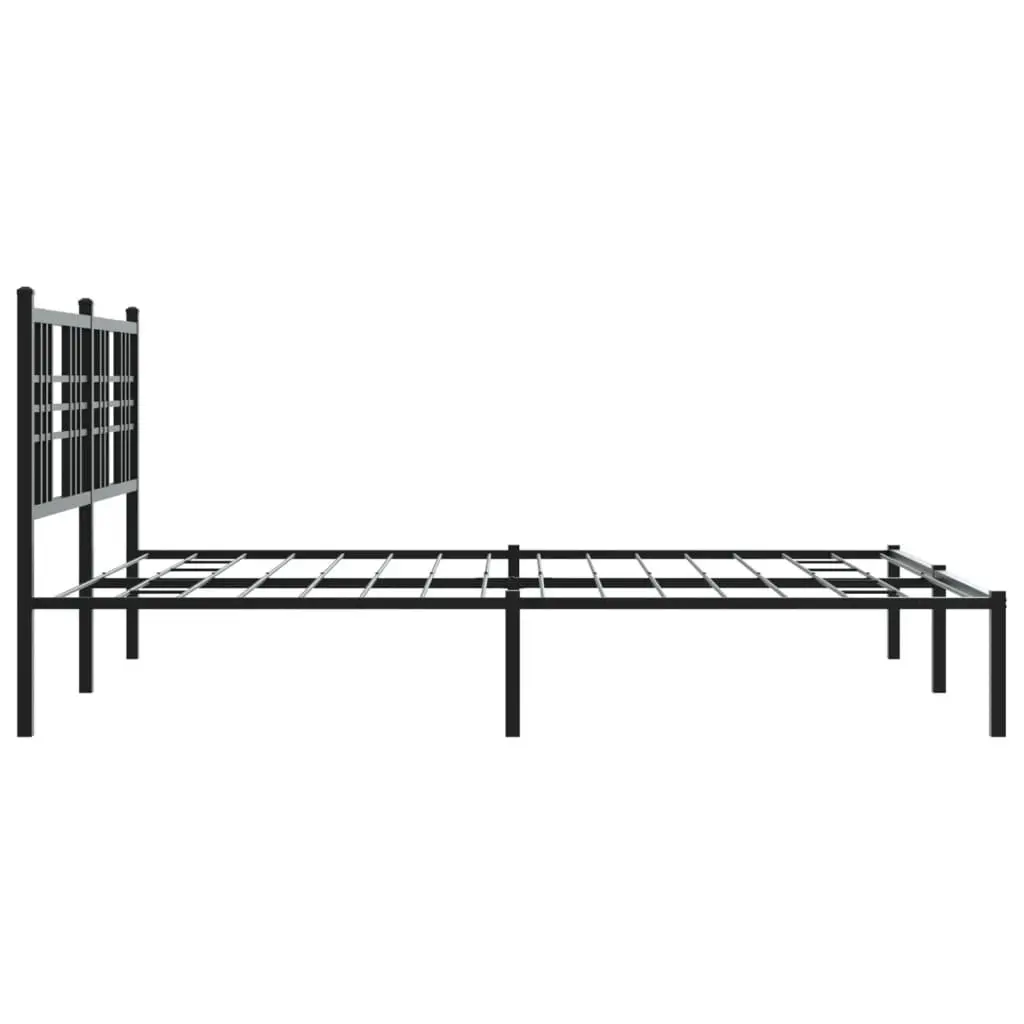 Metal Bed Frame Black 150x200 cm Steel Slats Centre Support