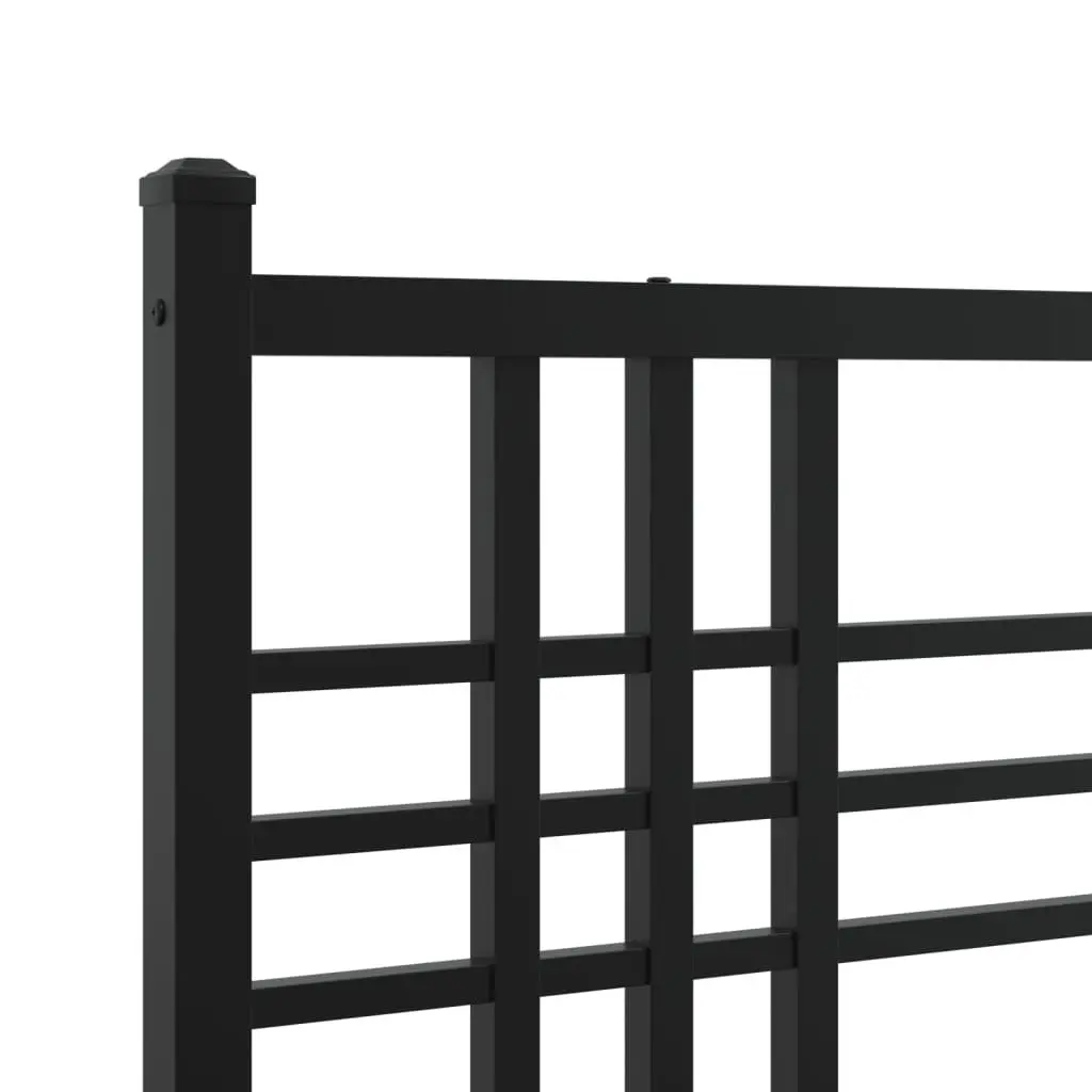 Metal Bed Frame Black 150x200 cm Steel Slats Centre Support