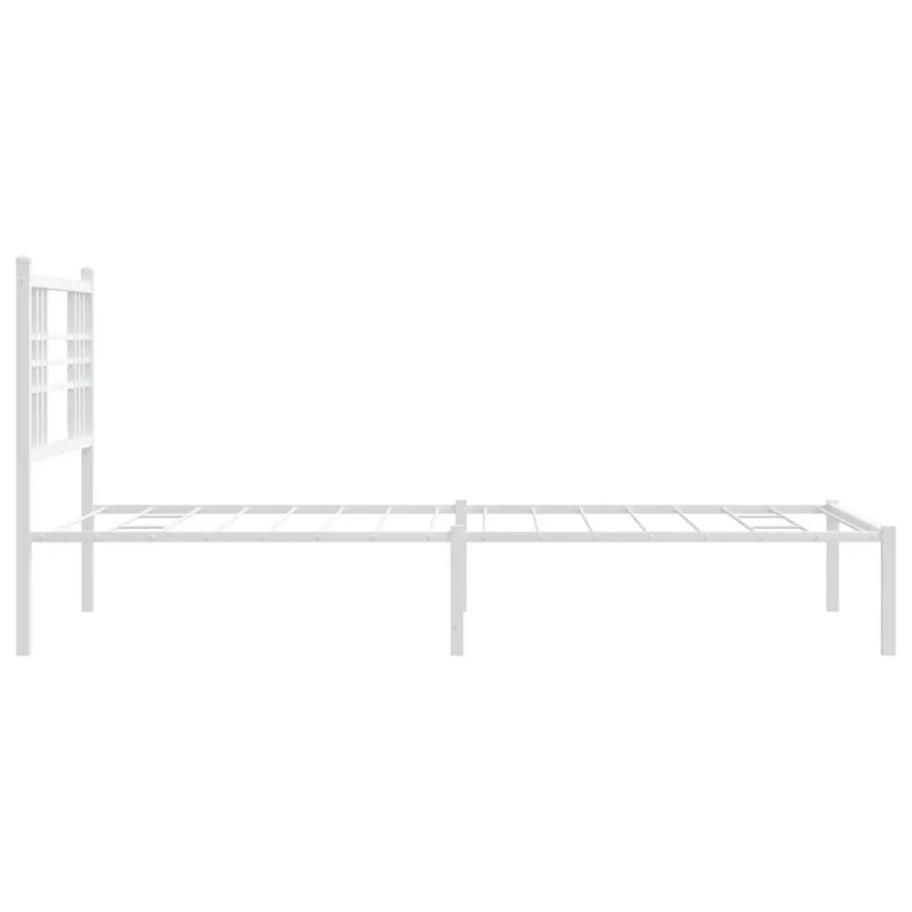 Metal Bed Frame White 90x190 cm with Headboard Under-Bed Storage Space