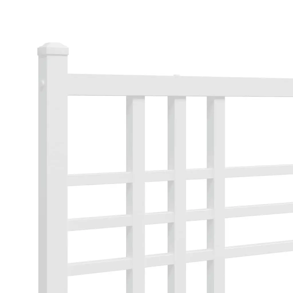Metal Bed Frame White 90x190 cm with Headboard Under-Bed Storage Space