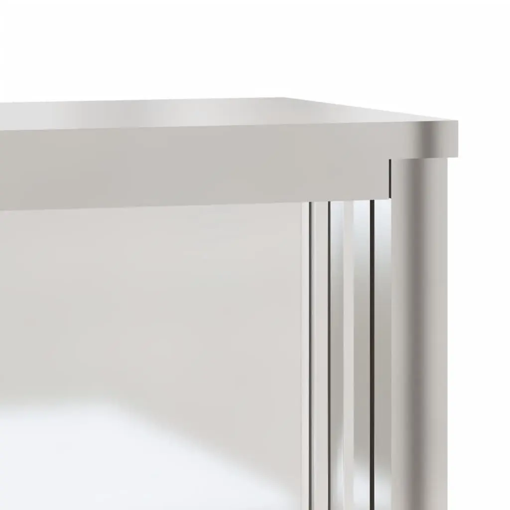 Stainless Steel Kitchen Cabinet Silver Wall-mounted Sliding Doors Food Storage
