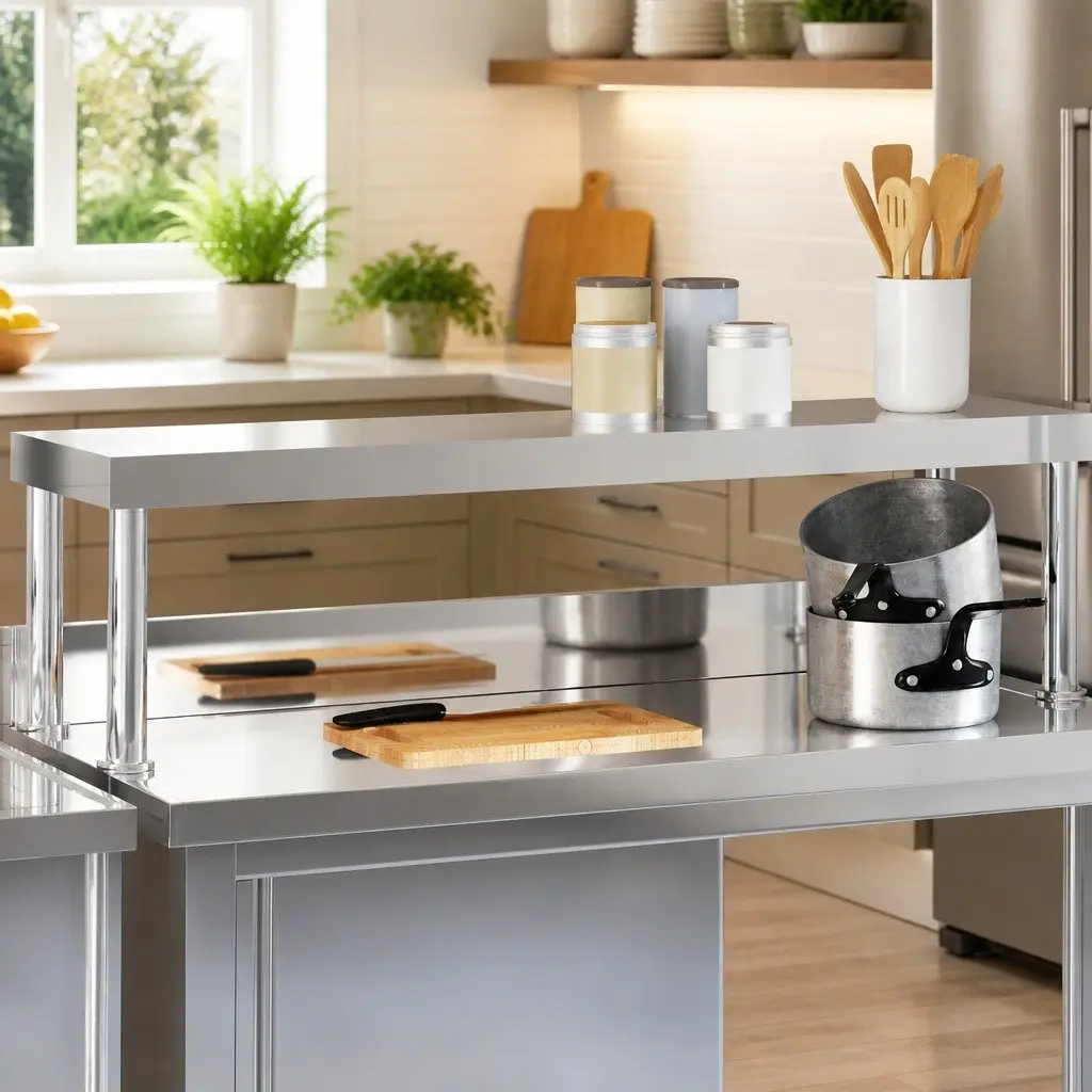 Stainless Steel Work Table Overshelf Mounted Prep Kitchen Storage Workspace 110 x 30 x 35 cm