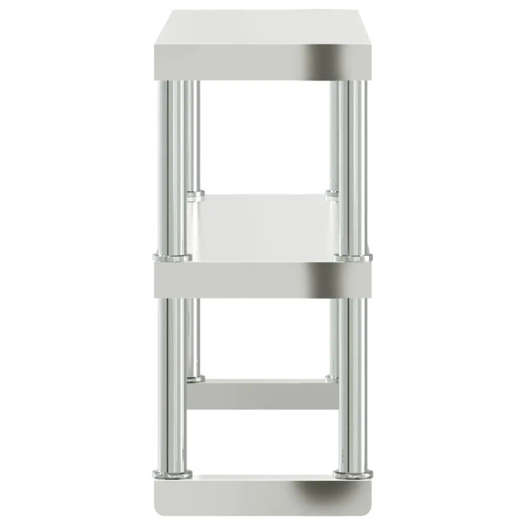 Work Table Overshelf Silver 110x30x65cm 2-Tier Stainless Steel Kitchen Prep Shelf Rack