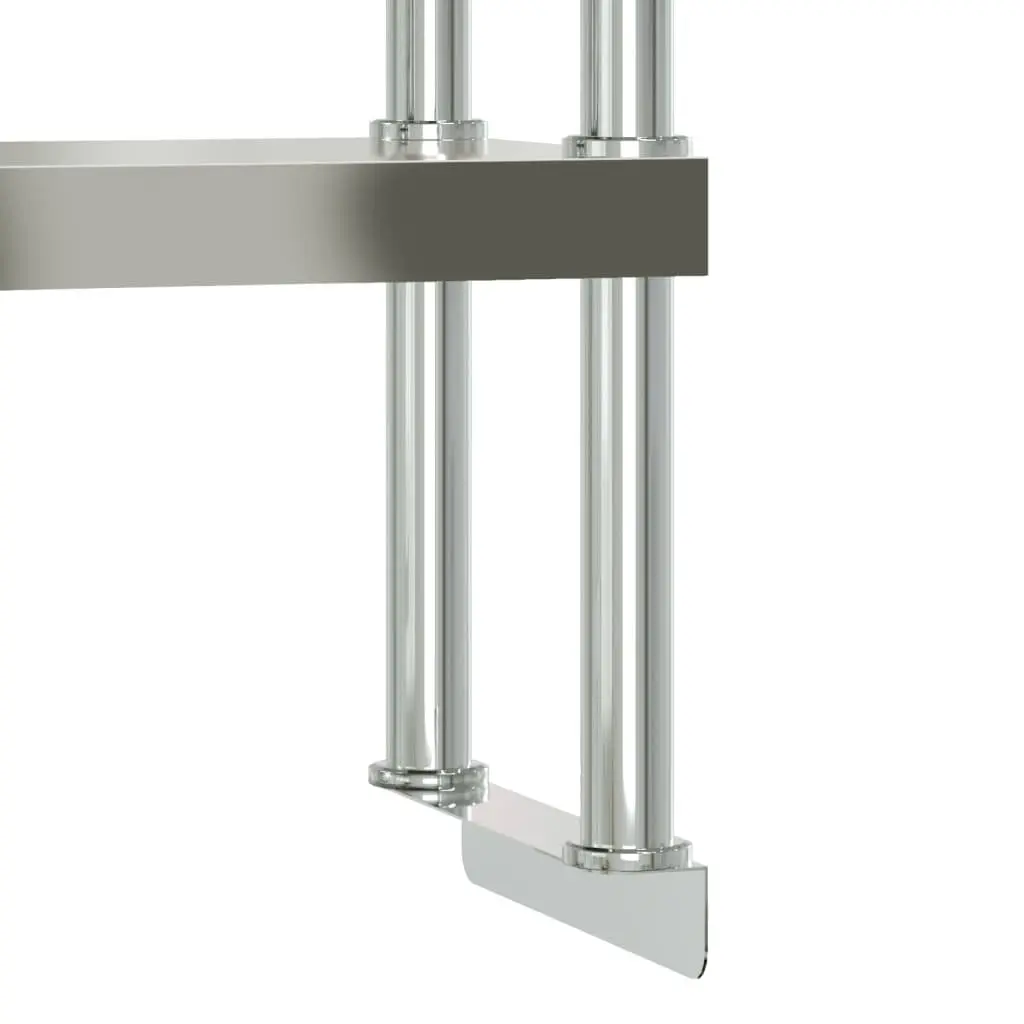 Work Table Overshelf Silver 110x30x65cm 2-Tier Stainless Steel Kitchen Prep Shelf Rack