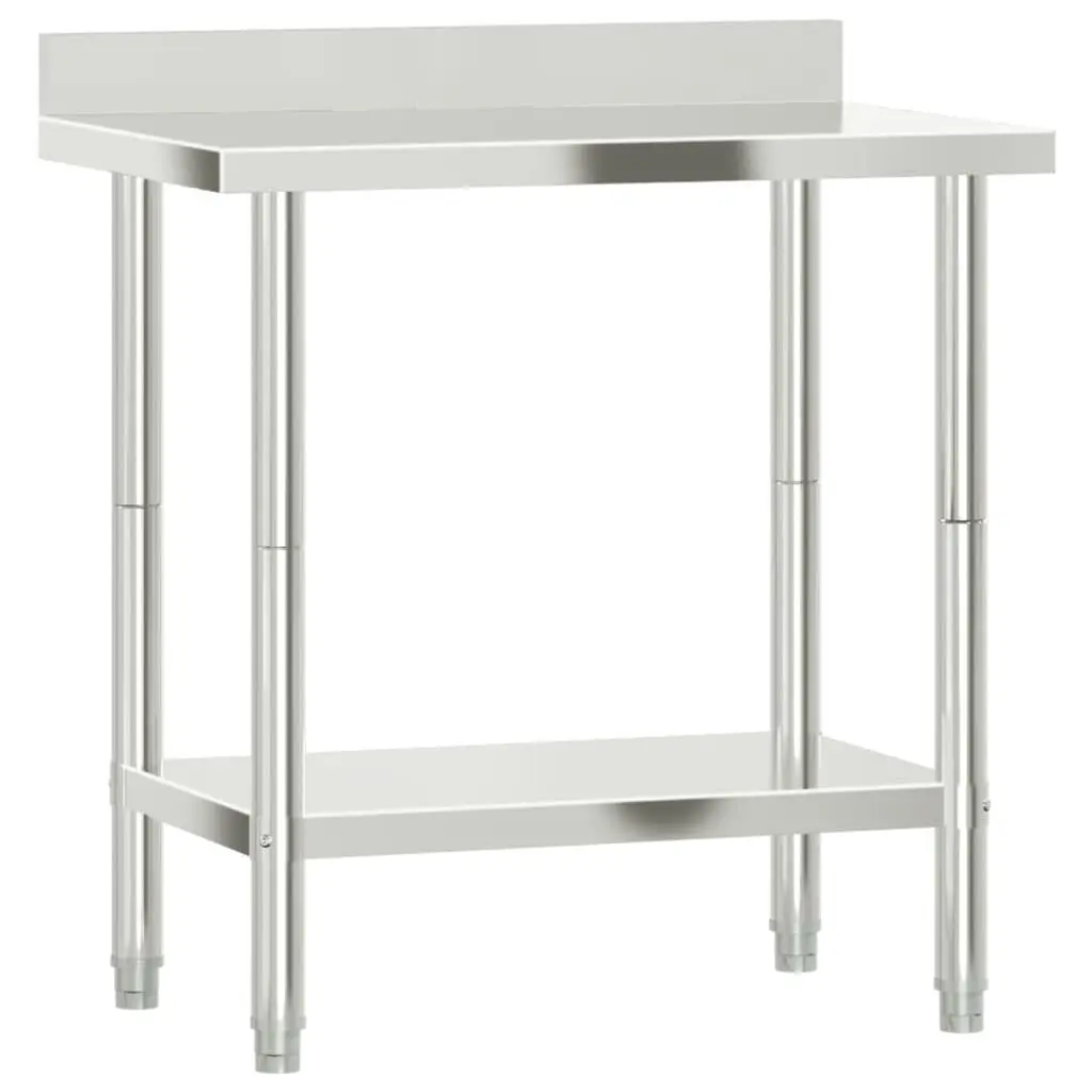 Stainless Steel Kitchen Work Table with Backsplash and Shelf 82.5 x 55 x 93 cm for Food Prep