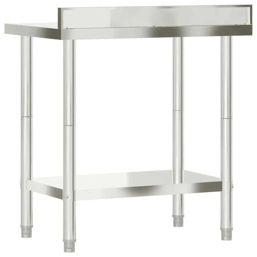 Stainless Steel Kitchen Work Table with Backsplash and Shelf 82.5 x 55 x 93 cm for Food Prep