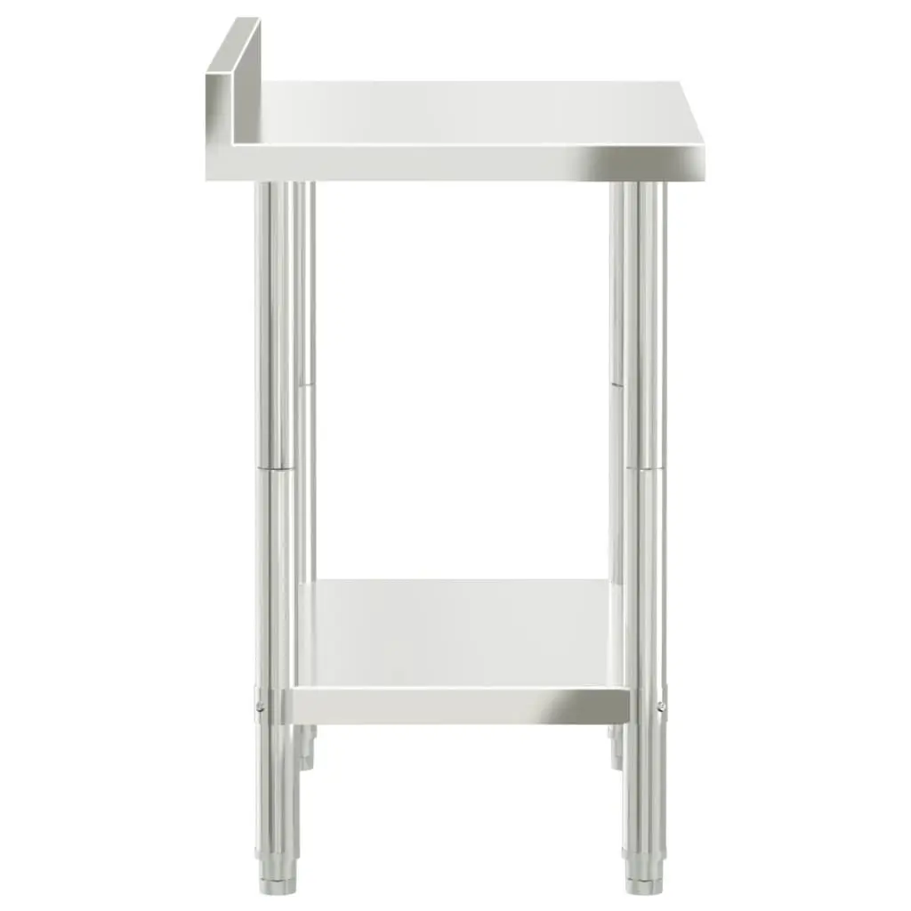 Stainless Steel Kitchen Work Table with Backsplash and Shelf 82.5 x 55 x 93 cm for Food Prep