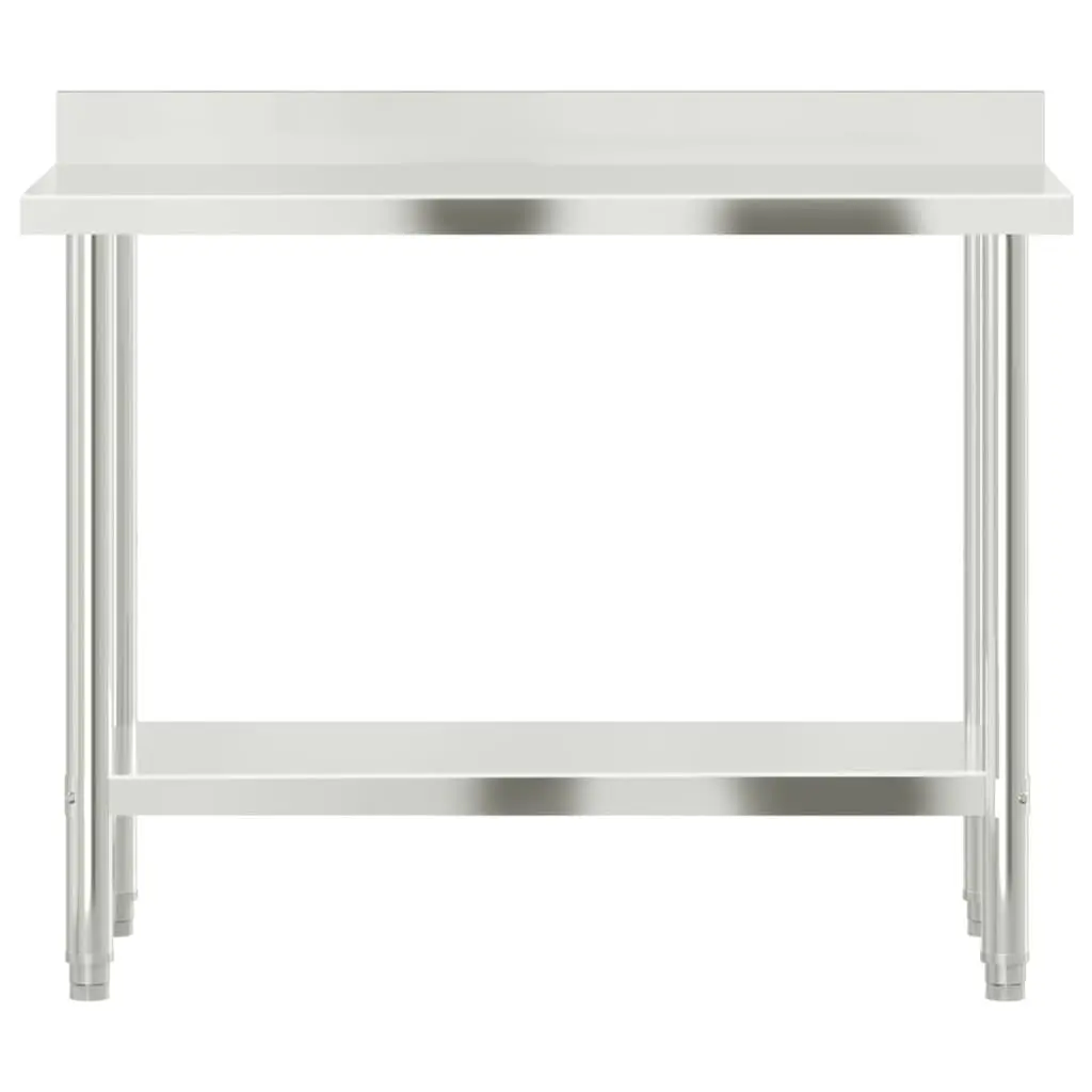Stainless Steel Prep Station Kitchen Work Table 110x55x93cm with Backsplash and Adjustable Feet for Food Preparation and Storage