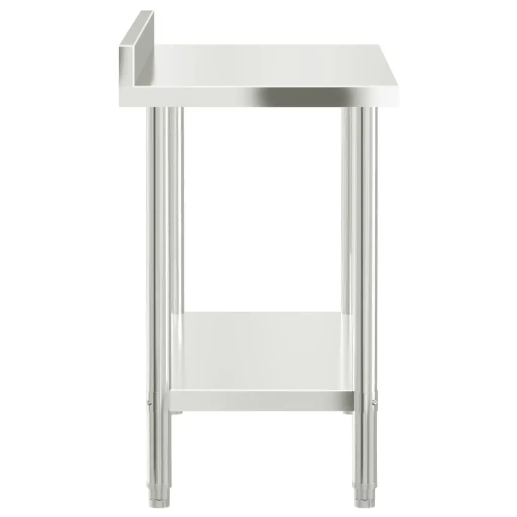 Stainless Steel Prep Station Kitchen Work Table 110x55x93cm with Backsplash and Adjustable Feet for Food Preparation and Storage