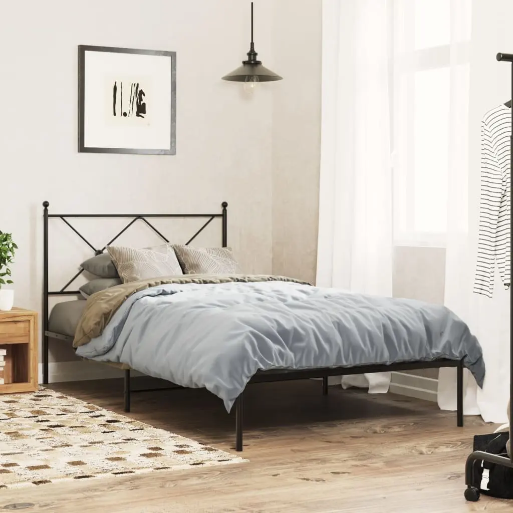 Metal Bed Frame King Single 107x203cm Black Bedroom Headboard Steel Slats
