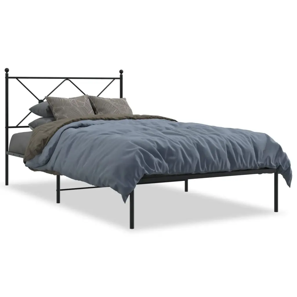 Metal Bed Frame King Single 107x203cm Black Bedroom Headboard Steel Slats