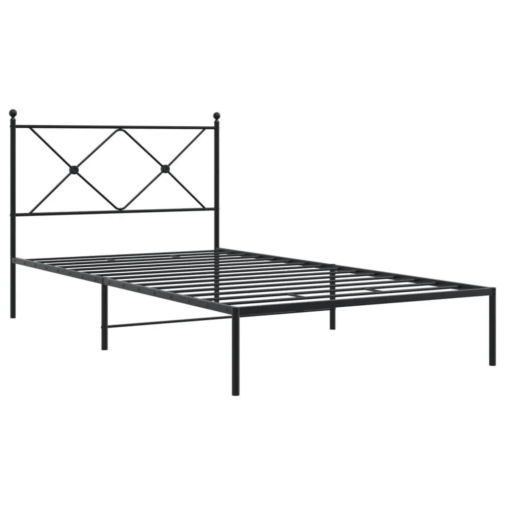 Metal Bed Frame King Single 107x203cm Black Bedroom Headboard Steel Slats
