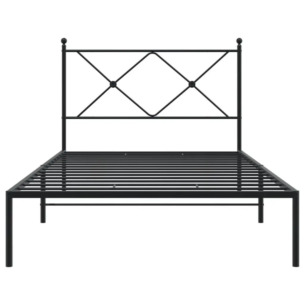 Metal Bed Frame King Single 107x203cm Black Bedroom Headboard Steel Slats