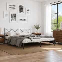 Compact King Size Bed Frame with Headboard - Black