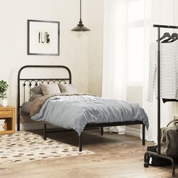 Compact Metal Bed Frame 90x190 cm, Black and Functional