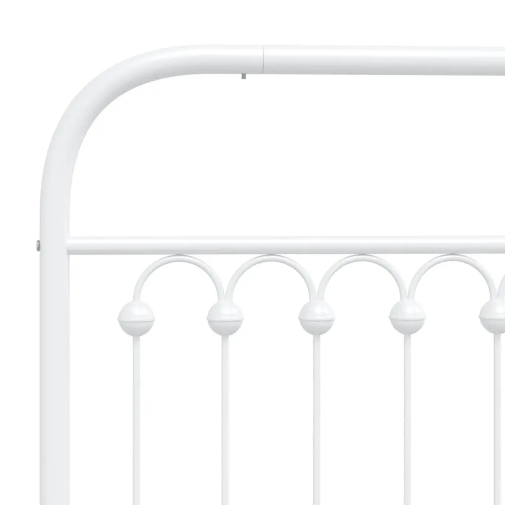 White Metal Bed Frame 150x200 cm with Headboard