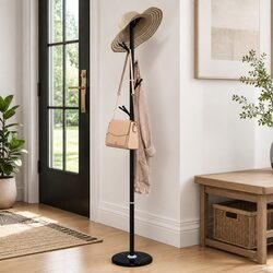 Coat Stand Black 175 cm Iron Frame 12 Hooks Hallway Bedroom Storage Organizer