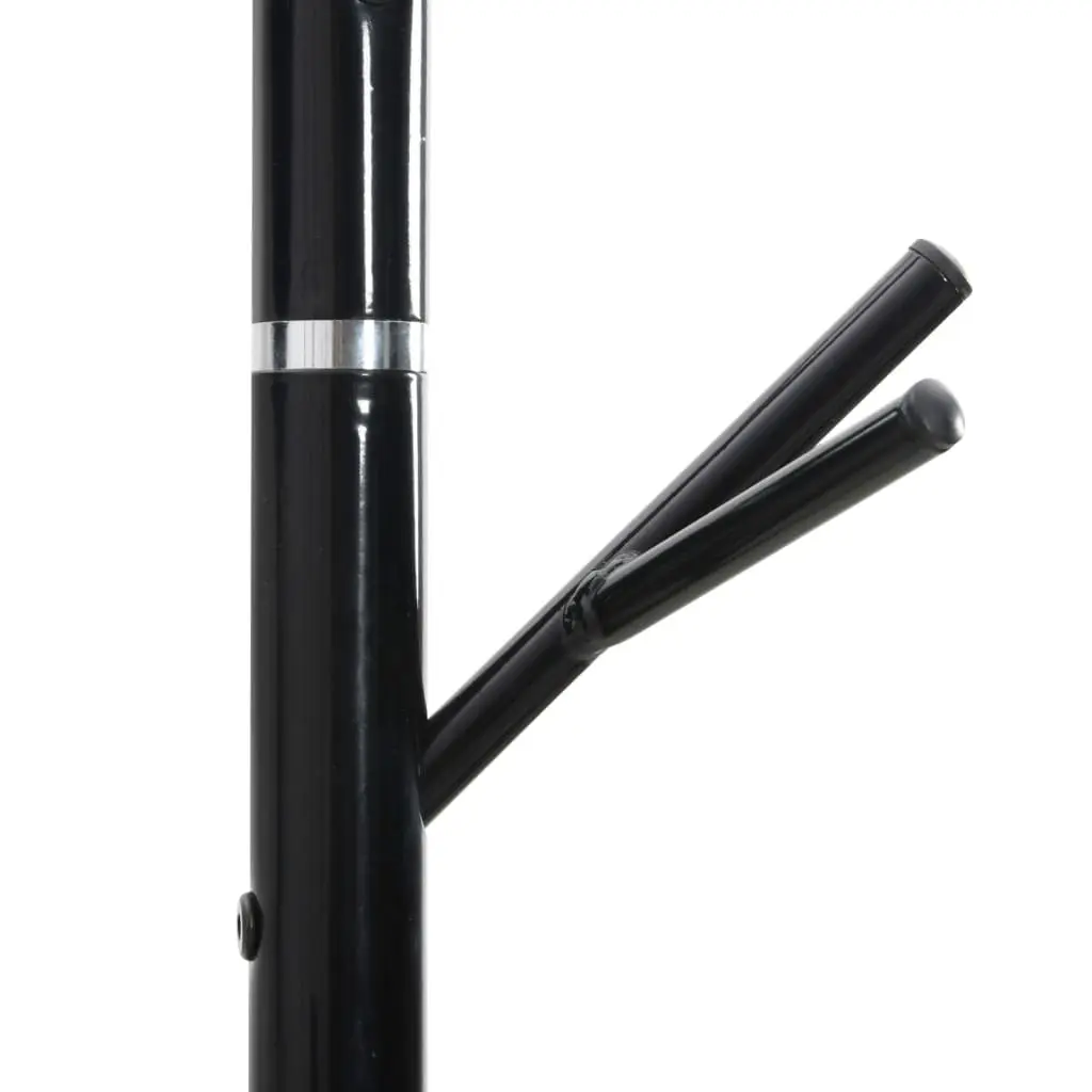 Coat Stand Black 175 cm Iron Frame 12 Hooks Free-standing Storage Organizer