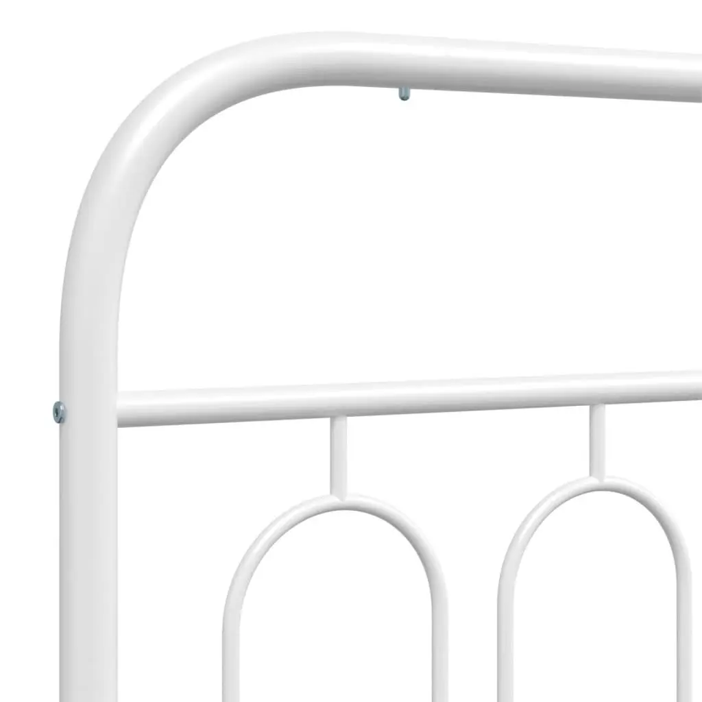 Metal Bed Frame White 90x190 cm with Headboard Slatted Base Storage