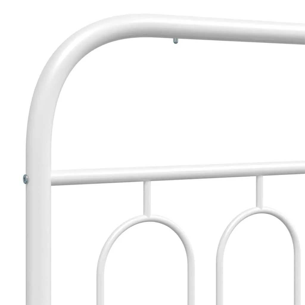 Metal Bed Frame White 135x190 cm Steel Slats Headboard Under Bed Storage