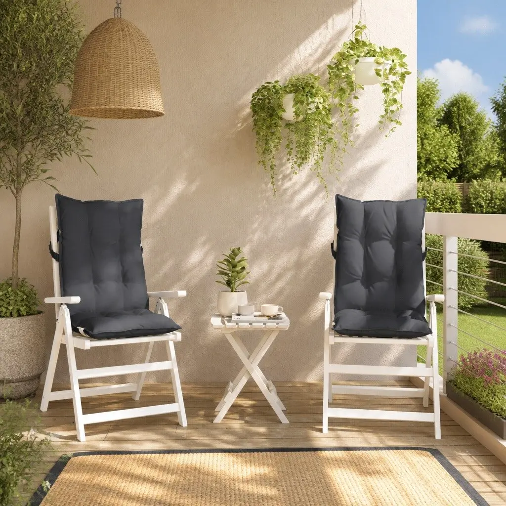 Highback Chair Cushions Anthracite 2 pcs Oxford Fabric Outdoor Garden Patio