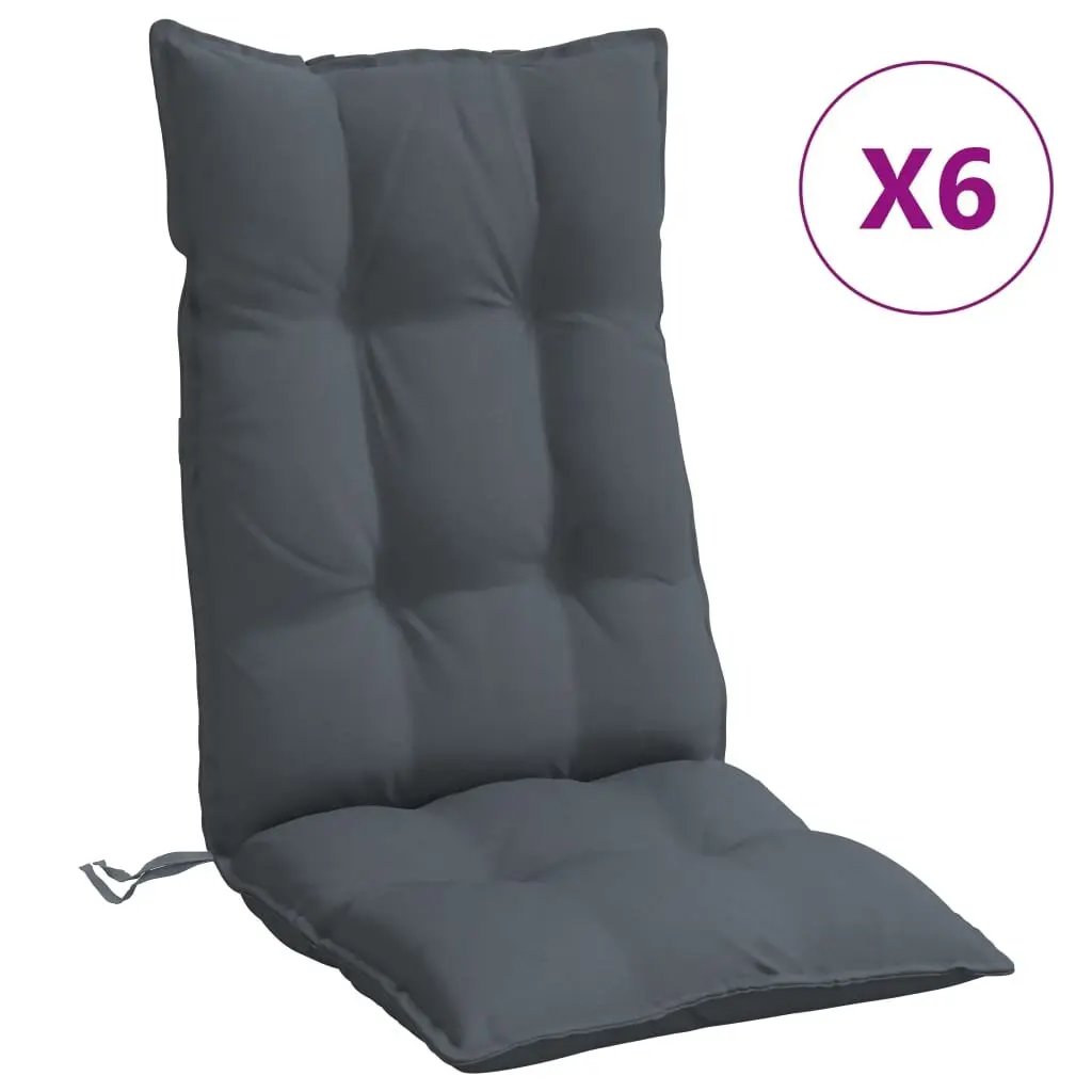 Highback Chair Cushions Anthracite 6 Piece Oxford Fabric Outdoor Garden Patio
