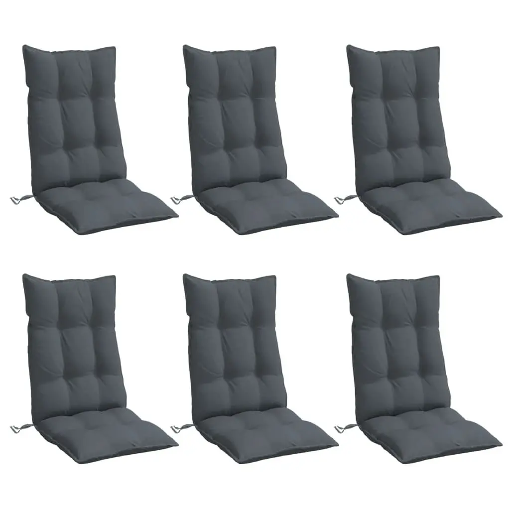 Highback Chair Cushions Anthracite 6 Piece Oxford Fabric Outdoor Garden Patio