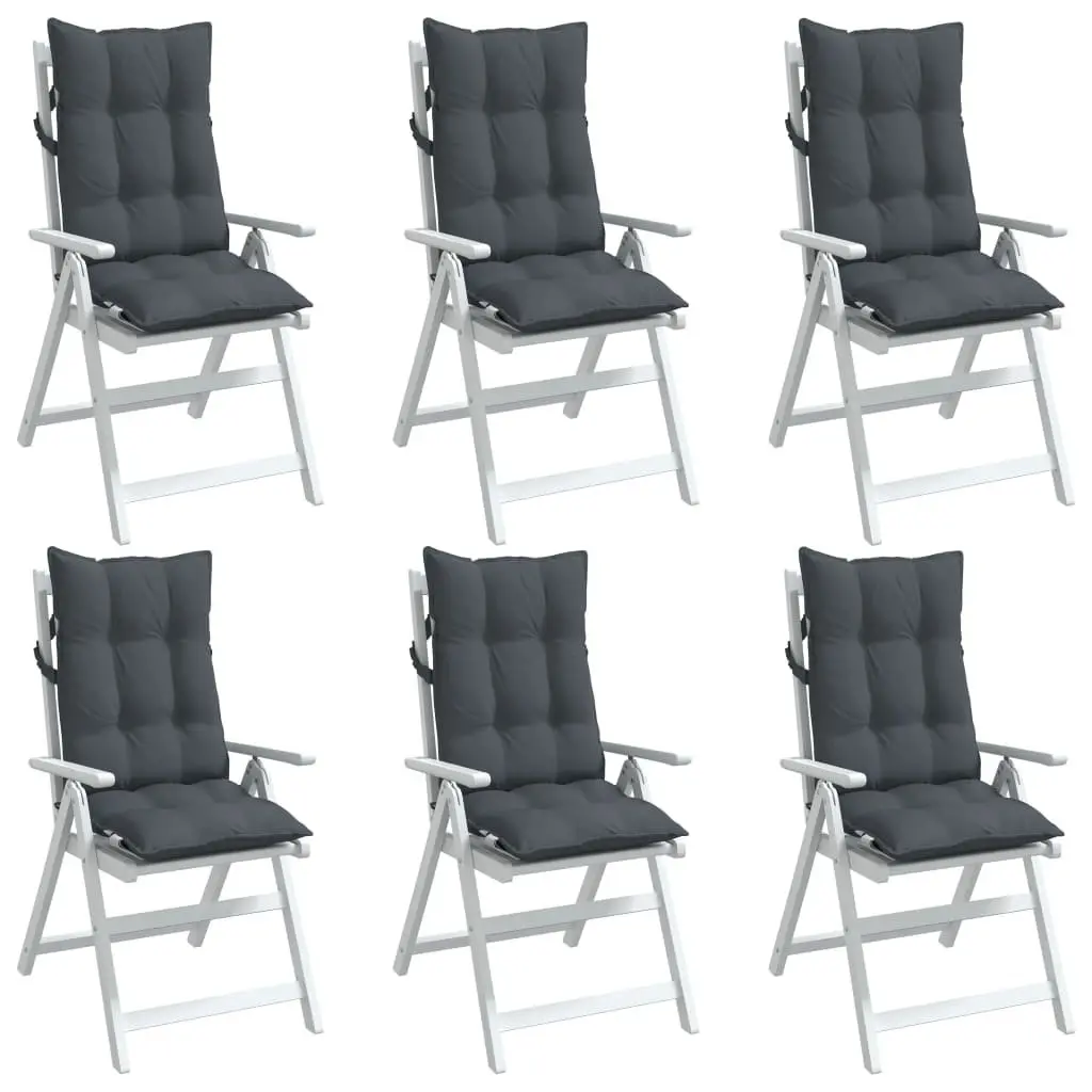 Highback Chair Cushions Anthracite 6 Piece Oxford Fabric Outdoor Garden Patio