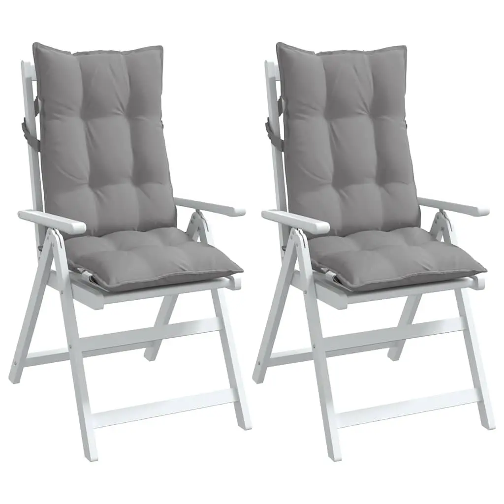 Highback Chair Cushions 2 pcs Grey Oxford Fabric Outdoor Garden Patio Seat Pad