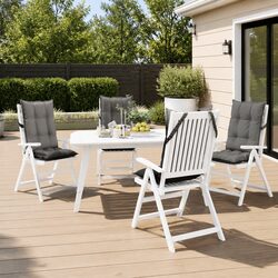 Highback Chair Cushions 4 Pieces Grey Oxford Fabric Outdoor Garden Patio Seat