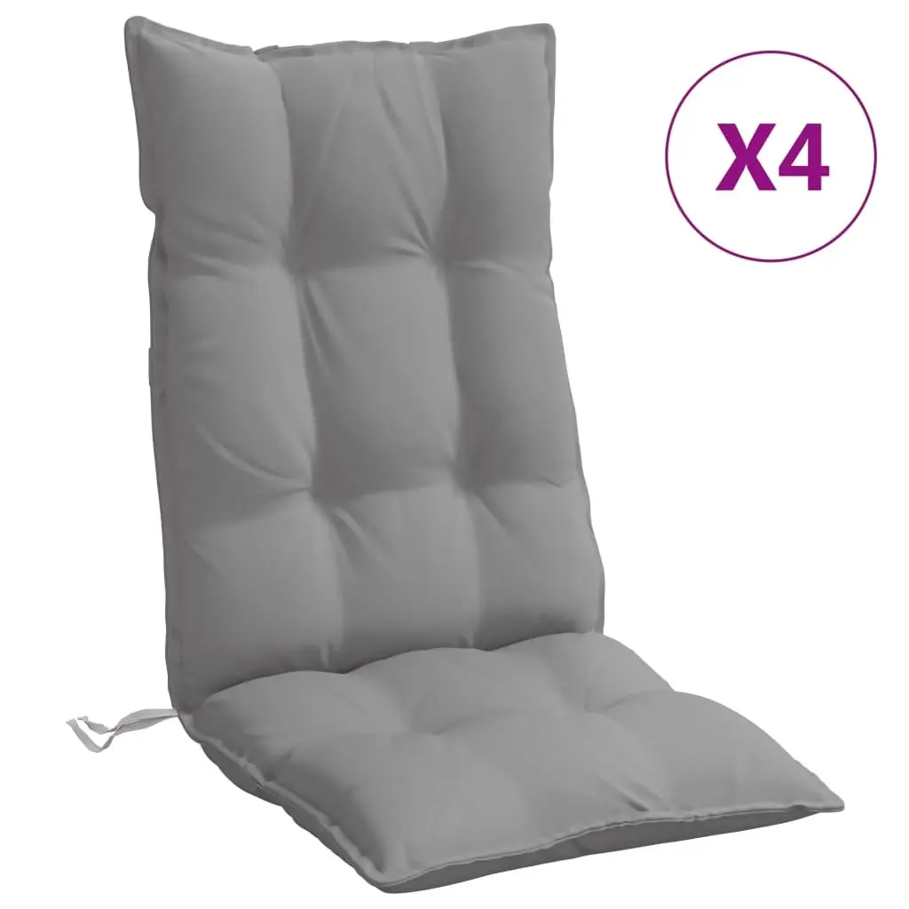 Highback Chair Cushions Grey 4 Pieces Oxford Fabric Outdoor Garden Patio Seat