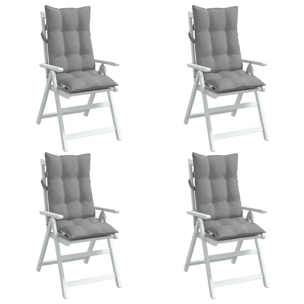 Highback Chair Cushions Grey 4 Pieces Oxford Fabric Outdoor Garden Patio Seat