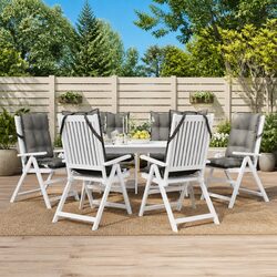 Highback Chair Cushions Set of 6 Grey Oxford Fabric Outdoor Garden Patio Seat