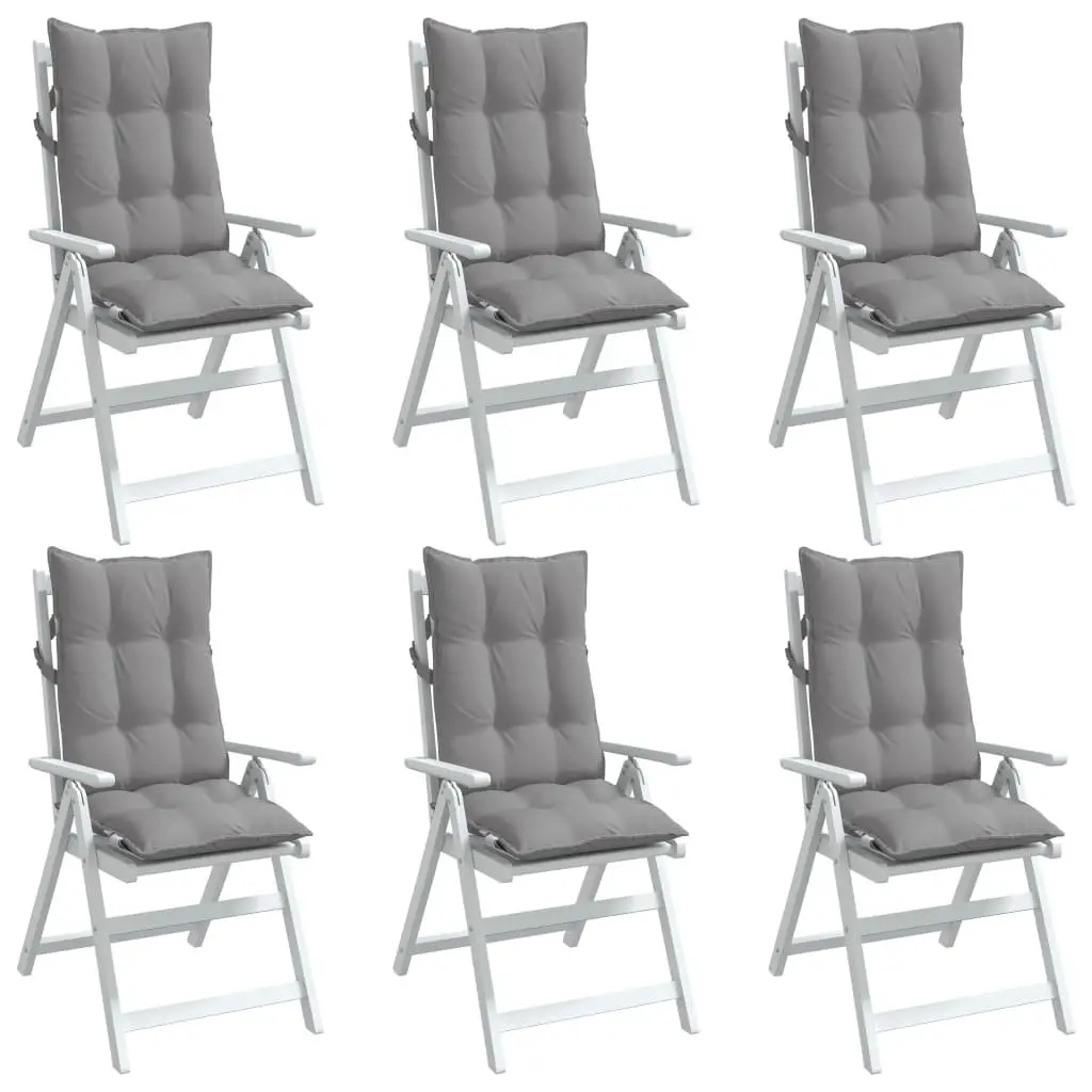 Highback Chair Cushions Grey Oxford Fabric Set of 6 Outdoor Garden Patio Seat