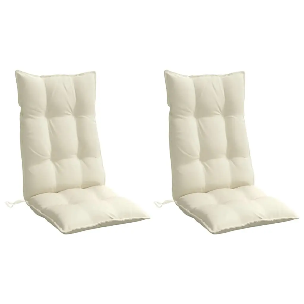 Highback Chair Cushions Cream 2 pcs Oxford Fabric Water-Resistant
